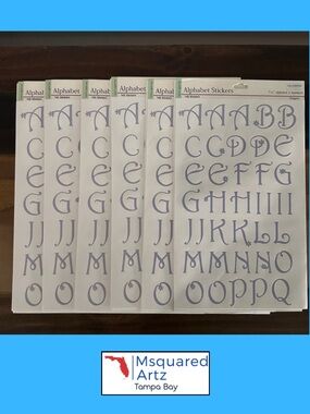 Colorbok Elegant Alphabet Stickers Lot of 6 Lavender Letter Packs 1.25 Inch
